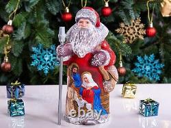 Wooden Santa Claus figurine, Nativity Scene Christmas Home Decor indoor