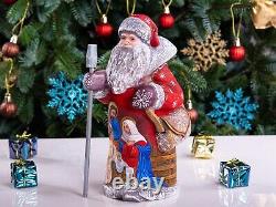 Wooden Santa Claus figurine, Nativity Scene Christmas Home Decor indoor