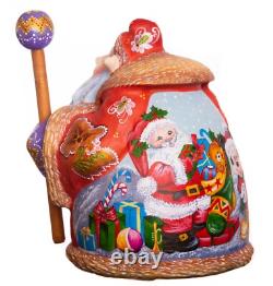 Wooden Santa Claus figurine, handmade home Christmas decor indoor