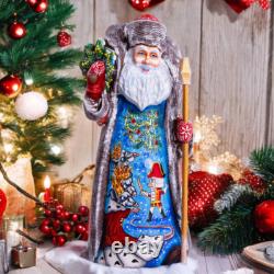 Wooden carved Santa Claus Figurine 11 Hand Painted Nutcracker Christmas Decor