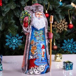 Wooden carved Santa Claus Figurine 11 Hand Painted Nutcracker Christmas Decor