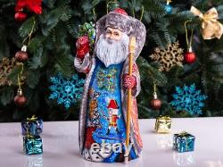 Wooden carved Santa Claus Figurine 11 Hand Painted Nutcracker Christmas Decor