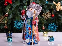 Wooden carved Santa Claus Figurine 11 Hand Painted Nutcracker Christmas Decor