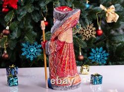 Wooden carved Santa Claus Figurine 11 Hand Painted Nutcracker Christmas Decor