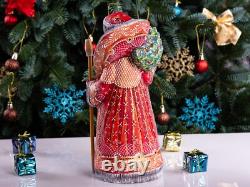 Wooden carved Santa Claus Figurine 11 Hand Painted Nutcracker Christmas Decor