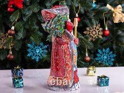 Wooden carved Santa Claus Figurine 11 Hand Painted Nutcracker Christmas Decor