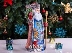 Wooden carved Santa Claus Figurine 11 Hand Painted Nutcracker Christmas Decor