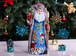 Wooden carved Santa Claus Figurine 11 Hand Painted Nutcracker Christmas Decor