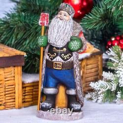 Wooden carved Santa Claus Figurine 12, Handmade Crhistmas Gift Home Decorations