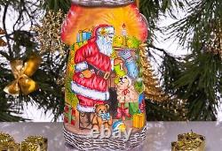 Wooden carved Santa Claus Figurine 12, Handmade Crhistmas Gift Home Decorations