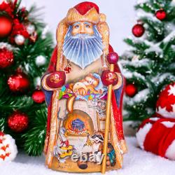 Wooden carved Santa Claus Figurine 14, Christmas holiday home decor