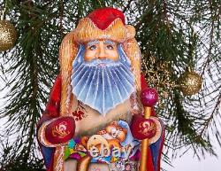 Wooden carved Santa Claus Figurine 14, Christmas holiday home decor