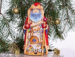 Wooden carved Santa Claus Figurine 14, Christmas holiday home decor