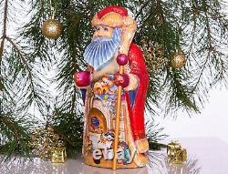 Wooden carved Santa Claus Figurine 14, Christmas holiday home decor