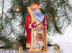 Wooden carved Santa Claus Figurine 14, Christmas holiday home decor