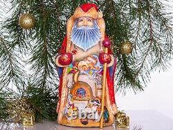 Wooden carved Santa Claus Figurine 14, Christmas holiday home decor