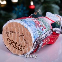 Wooden carved Santa Claus Figurine 9, Christmas Gift home holiday decor