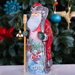 Wooden carved Santa Claus Figurine 9, Christmas Gift home holiday decor