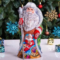 Wooden carved Santa Claus Figurine 9, Handmade home Christmas decor indoor