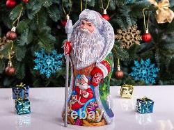 Wooden carved Santa Claus Figurine 9, Handmade home Christmas decor indoor