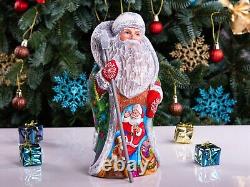 Wooden carved Santa Claus Figurine 9, Handmade home Christmas decor indoor