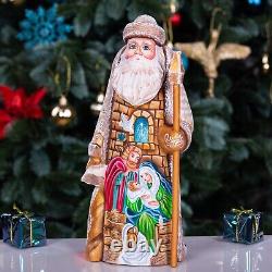 Wooden carved Santa Claus Figurine 9 Nativity scene Christmas Home Decor indoor