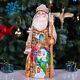 Wooden Carved Santa Claus Figurine 9 Nativity Scene Christmas Home Decor Indoor