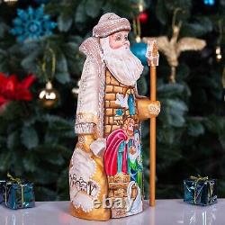 Wooden carved Santa Claus Figurine 9 Nativity scene Christmas Home Decor indoor