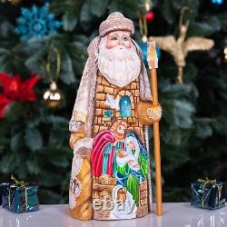 Wooden carved Santa Claus Figurine 9 Nativity scene Christmas Home Decor indoor