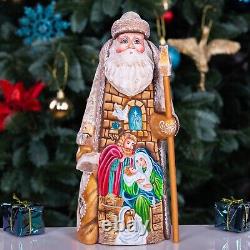 Wooden carved Santa Claus Figurine 9 Nativity scene Christmas Home Decor indoor