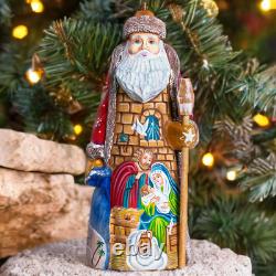 Wooden carved Santa Claus Figurine 9, Nativity scene Christmas home decoration