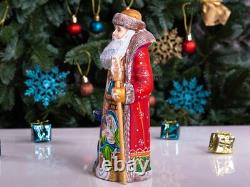 Wooden carved Santa Claus Figurine 9, Nativity scene Christmas home decoration