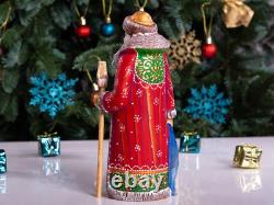 Wooden carved Santa Claus Figurine 9, Nativity scene Christmas home decoration