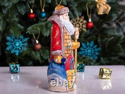 Wooden carved Santa Claus Figurine 9, Nativity scene Christmas home decoration