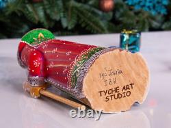 Wooden carved Santa Claus Figurine 9, Nativity scene Christmas home decoration
