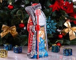 Wooden carved Santa Claus Figurine 9, Nutcracker scene Christmas home Decor