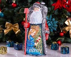 Wooden carved Santa Claus Figurine 9, Nutcracker scene Christmas home Decor