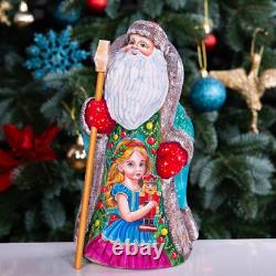 Wooden carved Santa Claus Figurine 9, home Christmas holiday decoration indoor