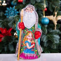 Wooden carved Santa Claus Figurine 9, home Christmas holiday decoration indoor