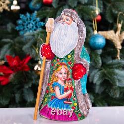 Wooden carved Santa Claus Figurine 9, home Christmas holiday decoration indoor