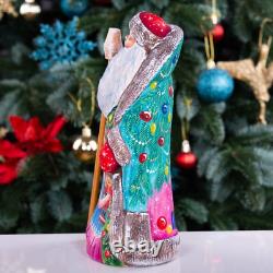 Wooden carved Santa Claus Figurine 9, home Christmas holiday decoration indoor