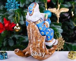 Wooden carved Santa Claus figurine 10 Christmas gift for Holiday home Decor