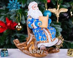 Wooden carved Santa Claus figurine 10 Christmas gift for Holiday home Decor