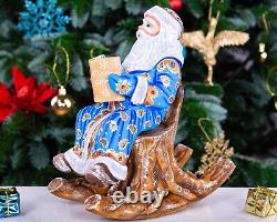 Wooden carved Santa Claus figurine 10 Christmas gift for Holiday home Decor