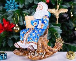 Wooden carved Santa Claus figurine 10 Christmas gift for Holiday home Decor