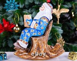 Wooden carved Santa Claus figurine 10 Christmas gift for Holiday home Decor