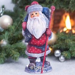 Wooden carved Santa Claus figurine 12, Christmas Holiday Home Decor indoor