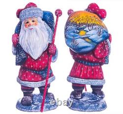 Wooden carved Santa Claus figurine 12, Christmas Holiday Home Decor indoor