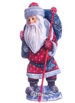 Wooden carved Santa Claus figurine 12, Christmas Holiday Home Decor indoor