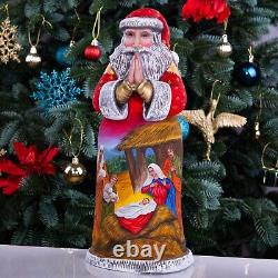 Wooden carved Santa Claus figurine 14, Nativity Scene Christmas Home Decor